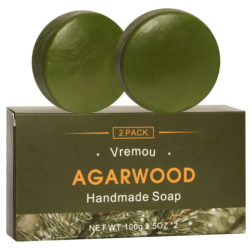2 Pack Handmade Agarwood Soap] 2 Pack of Agarwood Soap Essential Oil Handmade Soap Sandalwood Soap