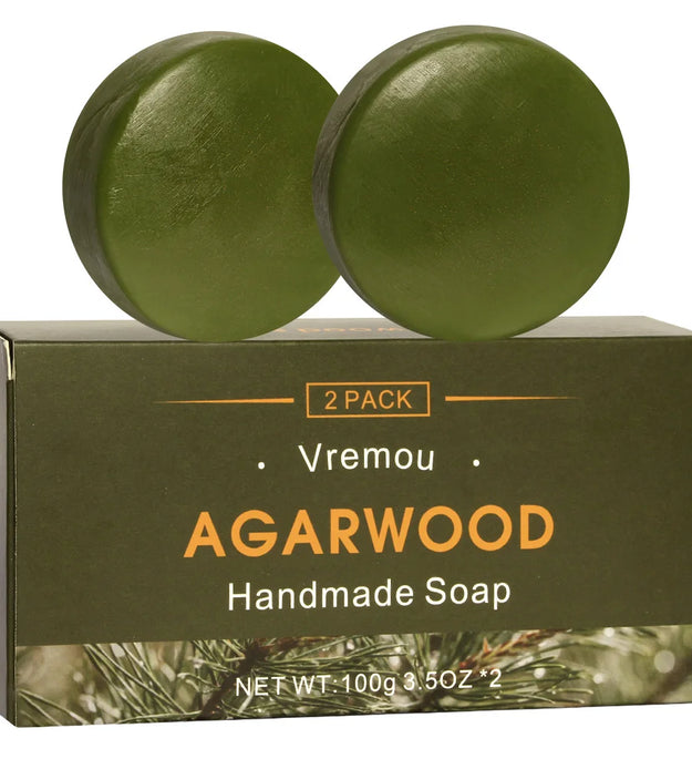 2 Pack Handmade Agarwood Soap] 2 Pack of Agarwood Soap Essential Oil Handmade Soap Sandalwood Soap