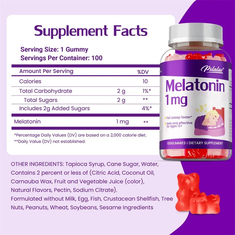 Melatonin Gummies 1mg - Children's Sleep Aids Promote Healthy Sleep, Help Children Fall Asleep Faster, and Increase Energy