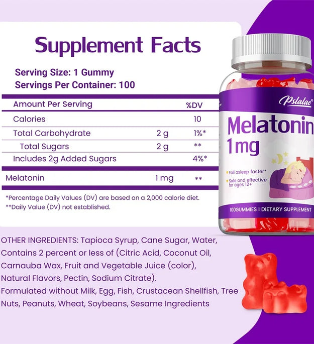 Melatonin Gummies 1mg - Children's Sleep Aids Promote Healthy Sleep, Help Children Fall Asleep Faster, and Increase Energy