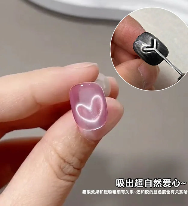 3pcs Pink Cat Eye Gel Nail Polish & Magnet Tools Set 1ja(0.34oz ) Magnetic Cats Eye Nail Gel UV Semi-permanent Varnish Nail Supp