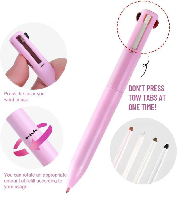 4-in-1 multi-functional lip liner, eyeliner and eyebrow pencil 4-color set