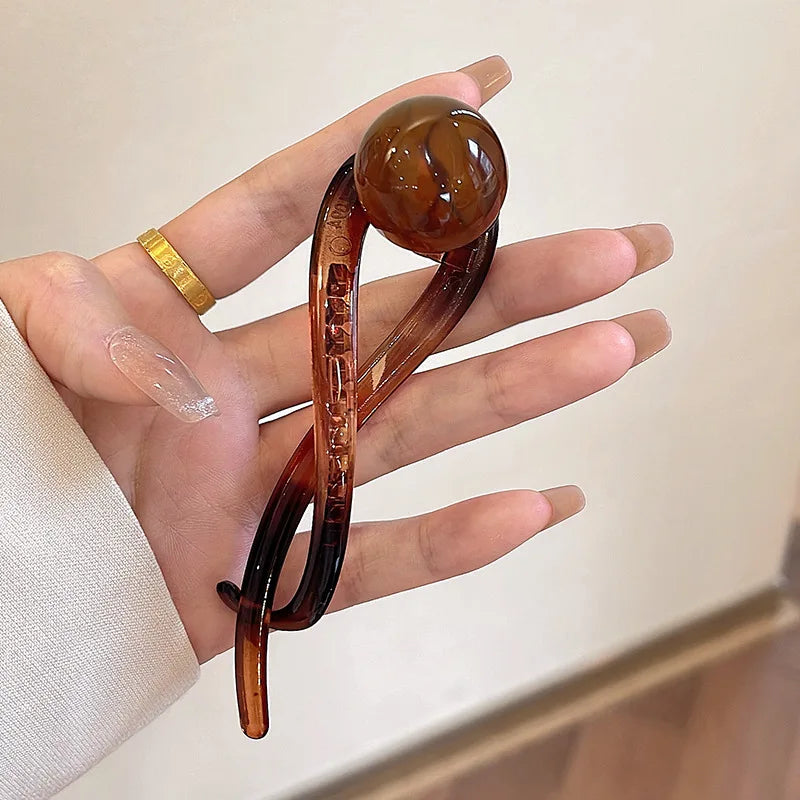 New Twist Hair Clip Plastic Acrylic Bead Imitation Pearl Hairpin Twisted Design Women Hair Accessories - BlissFully