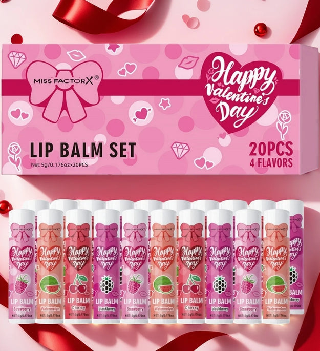 20PCS/Box Luxury Gift Set Lip Balm Set Hydrating and Glossy For Dry Lips Valentine's Day Gifts Women's