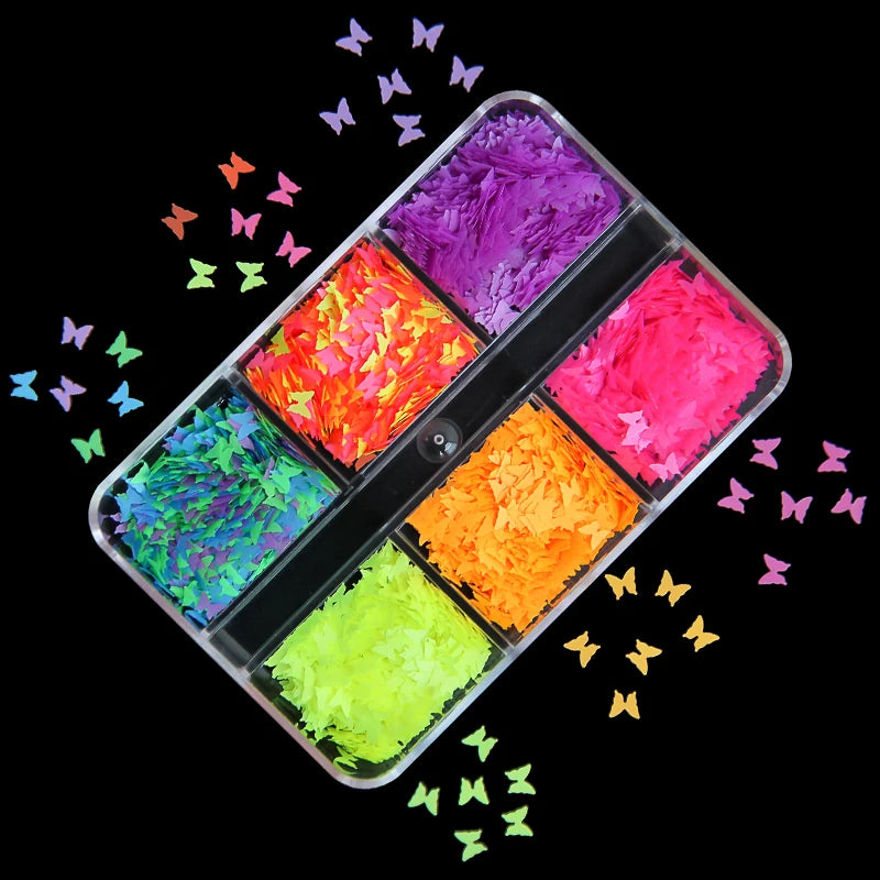 6Grids Holographic Square Nail Art Glitter Sequins Laser Ball Decoration Flakes Manicure Nails Supplies Professional Accessories