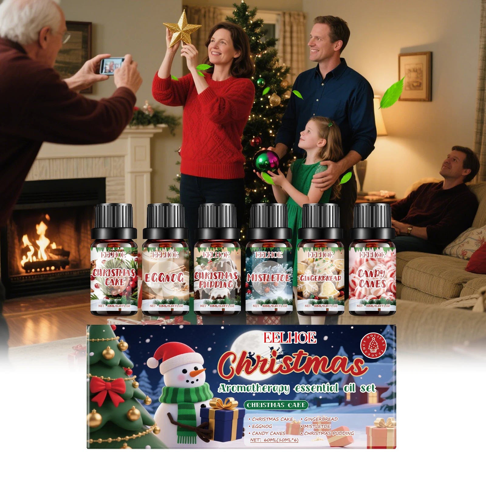 Christmas Aromatherapy Essential Oil Set — Warm Home Ambiance, Fresh Long-Lasting Scent, Gentle Aromatherapy Oil Kit