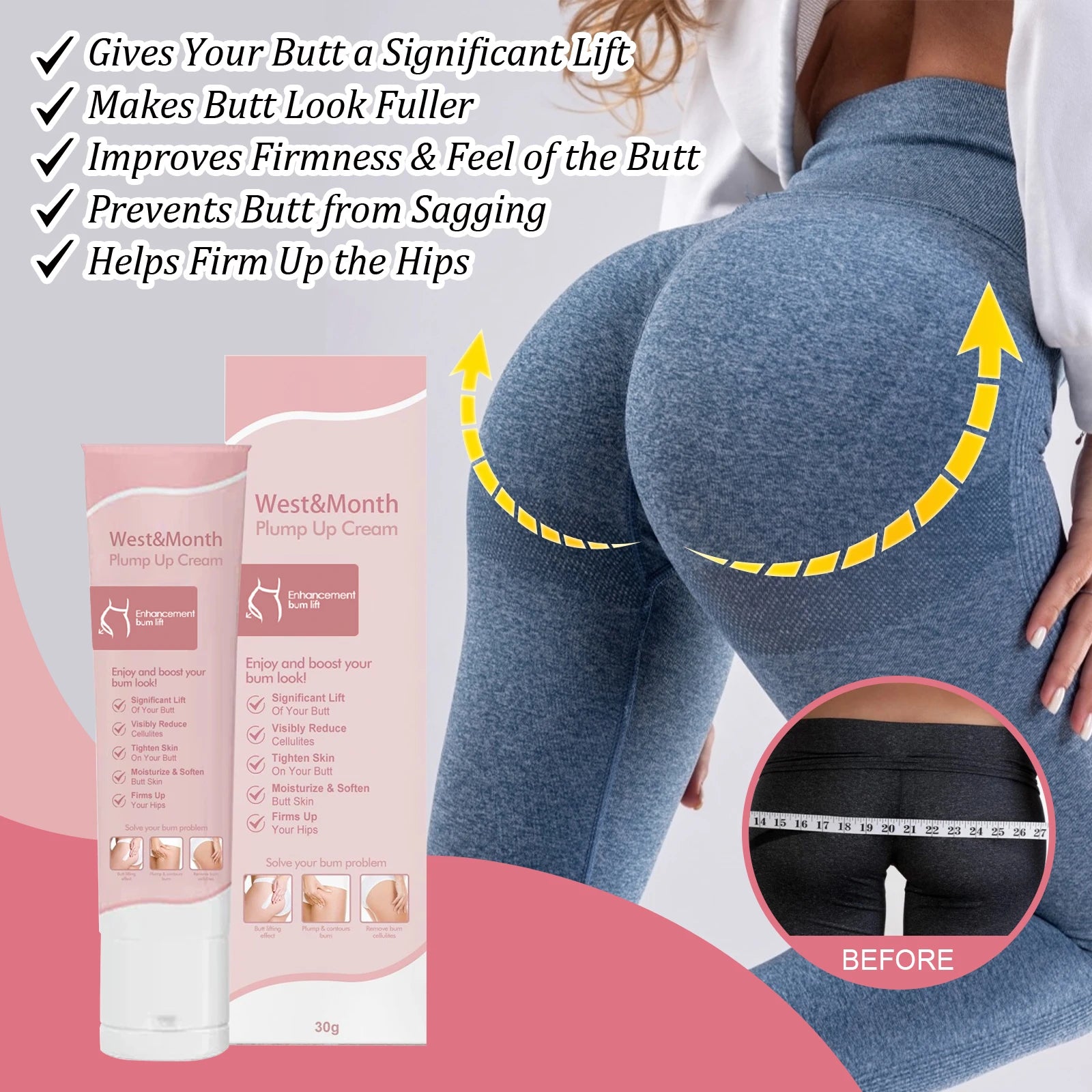 Butt Enhancement Cream Buttock Growth Enlargement Shaping Sexy Big Ass Prevent Fuller Sagging Nourishing Lift Hip Plump up Crea
