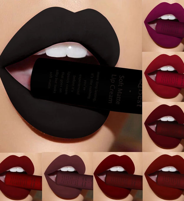 QIBEST Sexy Velvet Matte Lip Gloss Liquid Lipstick Lipgloss Beauty Red Nude Waterproof Long-lasting Lip Stain Makeup For Women