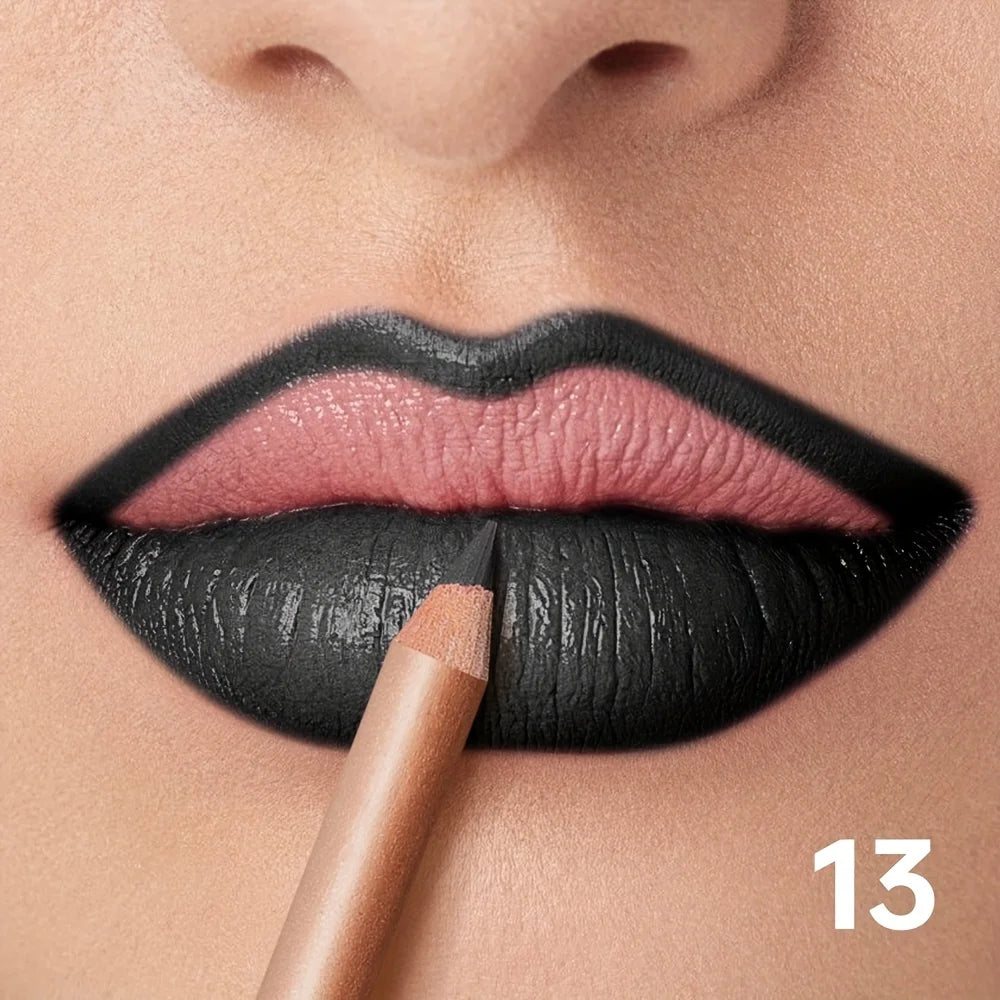 Matte Lip Liner Pencil Nude, Long-Lasting Waterproof, Smudge-Proof, Precise Outline, Smooth Creamy Formula