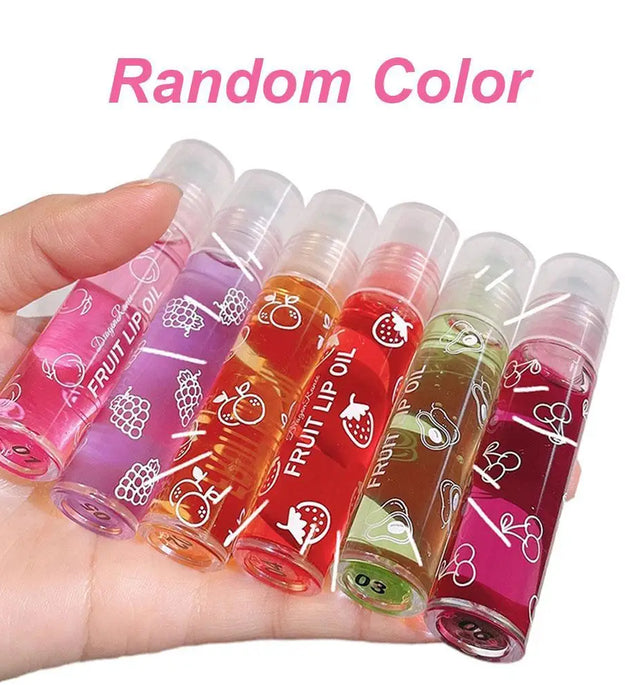 6 Colors Roll-on Fruit Essence Lip Balm Lip Oil Lip Moisturizing Mirror Primer Lip Lipstick Hydrating random Gloss Transparent