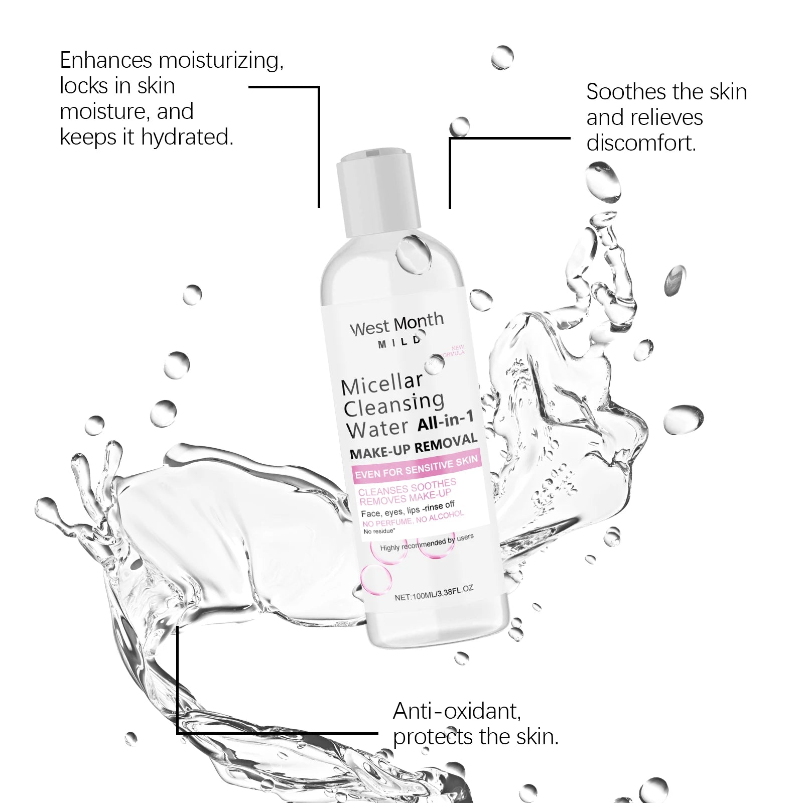 100ml Micellar Water Hydrating Facial Cleanser Deep Makeup Remover Cleaning Water Refresh Hydrate Cleansing For Sensitive Skin
