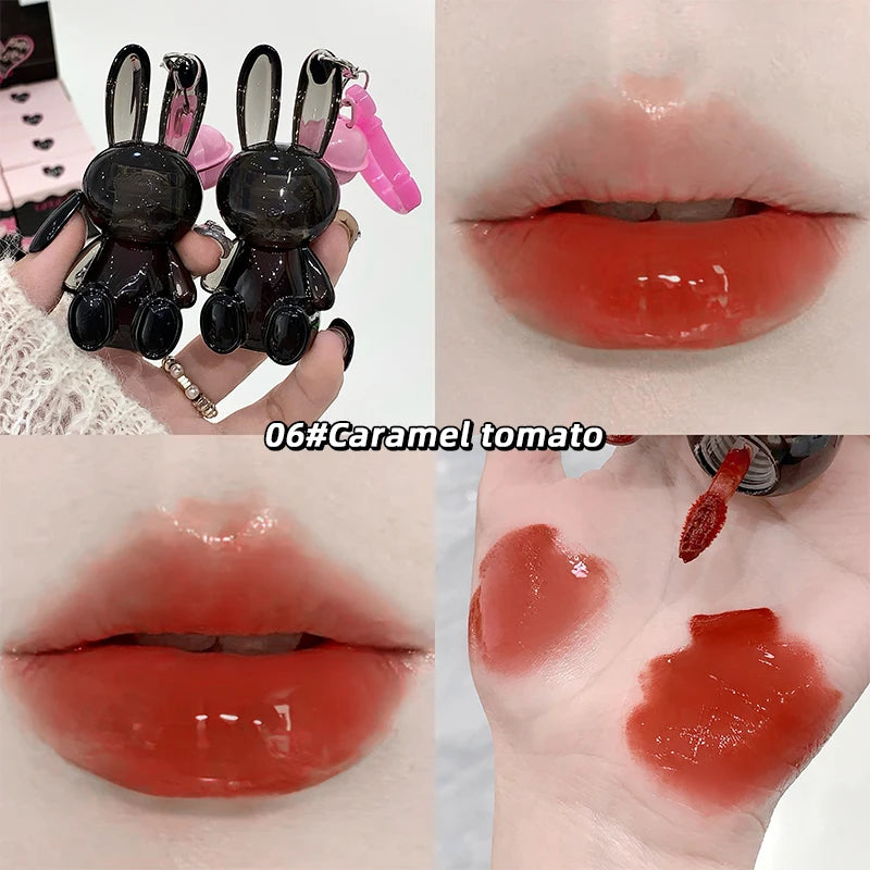 Gege Bear Pink Rabbit Velvet Matte Lip Cream Black Rabbit Water light lip glaze matte mirror pendant lipstick lip gloss