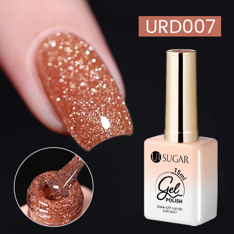 UR SUGAR 15ml Sliver Reflective Nail Gel Polish Shining Glitter Semi Permanent Soak Off UV Gel Sparkle Effect Nail Art Manicure