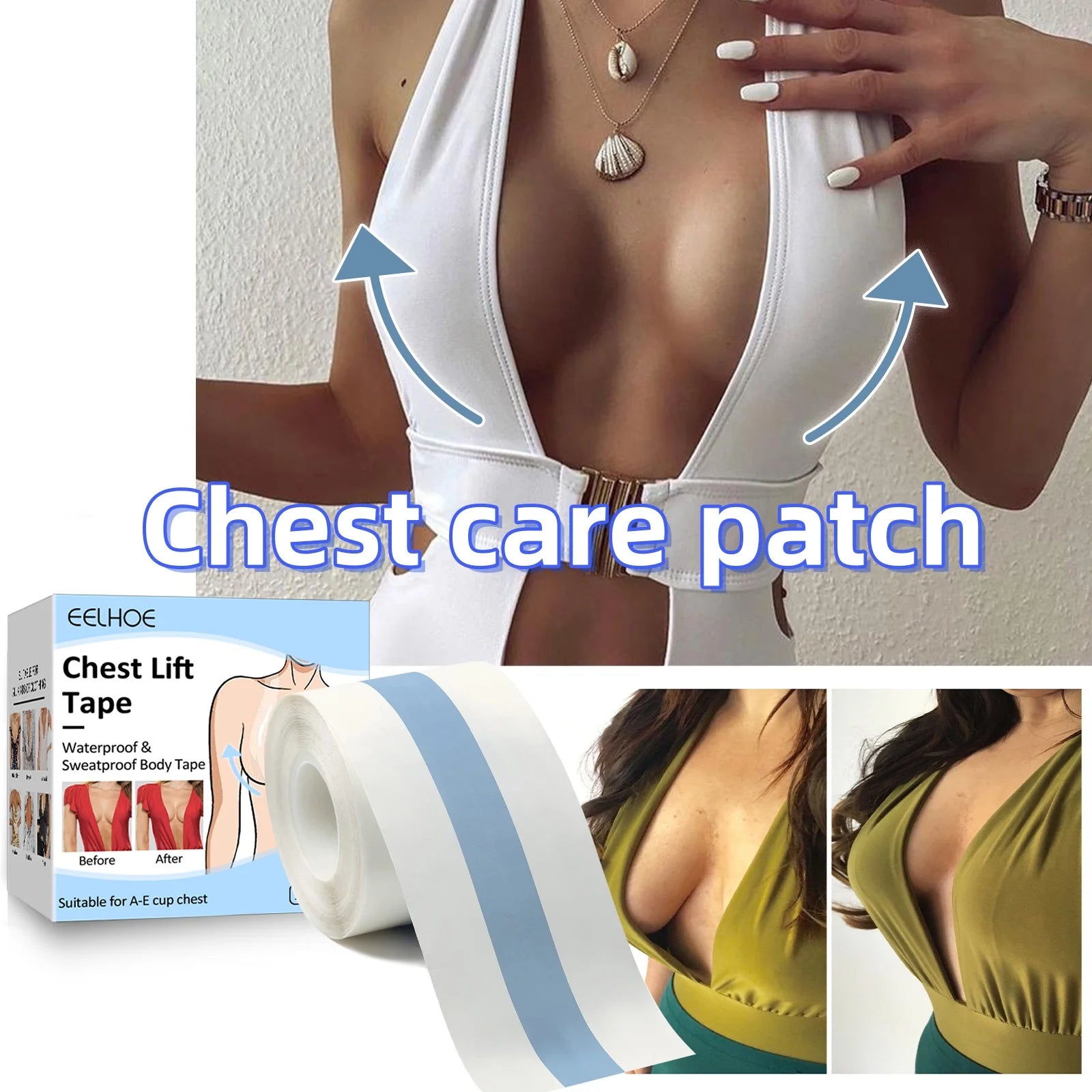 1 Roll Breast Care Patch Invisible Bra Stickers Breathable Waterproof Sweat Proof Chest Lifting Anti Glare Body Care Product