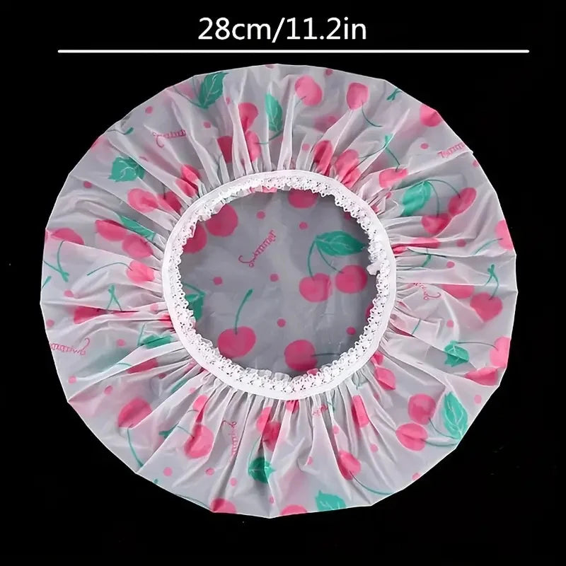 Set of 4 Adjustable Printed Shower Caps, Waterproof and Reusable with Elastic Band for Women's Spa Salon