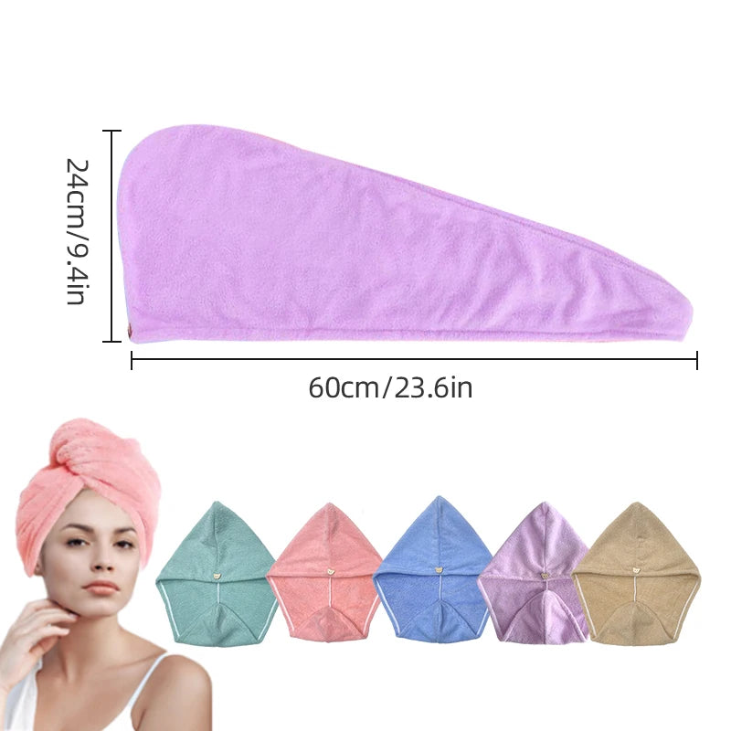 Microfiber Hair Towel Wrap for Women, Shower Spa Head Wrap Hair Drying Hat Turban Microfiber Terry Dry Absorbent Quick Dry Hair - BlissFully