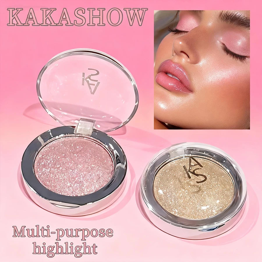 Kakashow Shimmer Highlighter Cream Pearlescent Fine Shimmer Long-Lasting Makeup That Doesn'T Come Off Eye and Face Brightening Single Color Highlighter Cream Cosmetics Valentine's Day Gift