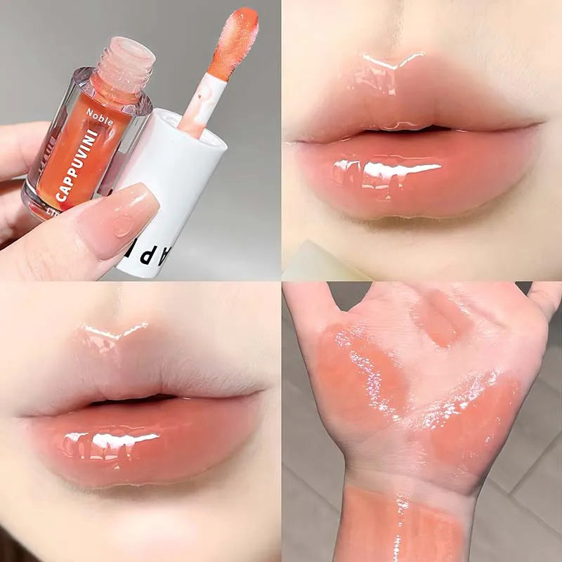 Clear Transparent Grey Purple Lip Gloss Hydrating Drying Lips Mirror Lip Glaze Tint Plumper Moisturizing Crystal Lip Oil Makeup