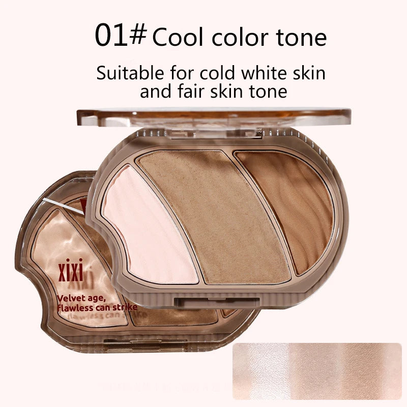 Matte Highlighter Contouring Palette Bronzer Makeup Grey Brown Shading Eye Nose Contour Natural Brighten Face Highlighter Powder