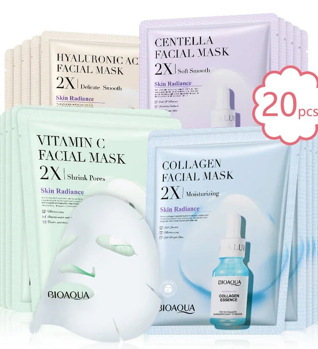 20pcs/5pcs Centella Collagen Face Mask VC Moisturizing Refreshing Sheet Masks Hyaluronic Acid  Facial Mask Skin Care Products