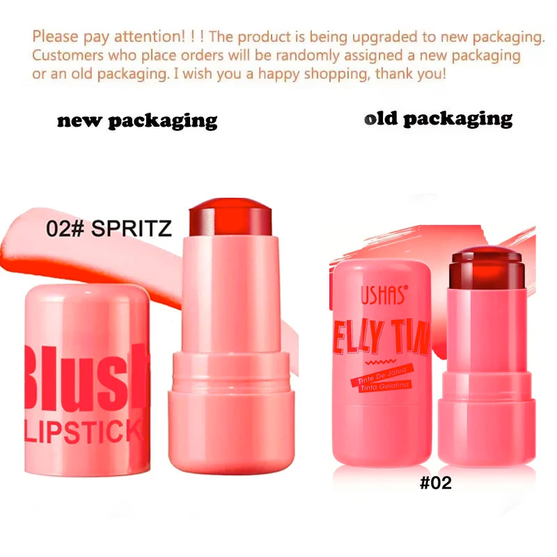 4 Colors Jelly Blush Stick Lip Balm Eyeshadow 3-in-1 Multi-Use Matte Blush Moisturize Brighten Lip Gloss