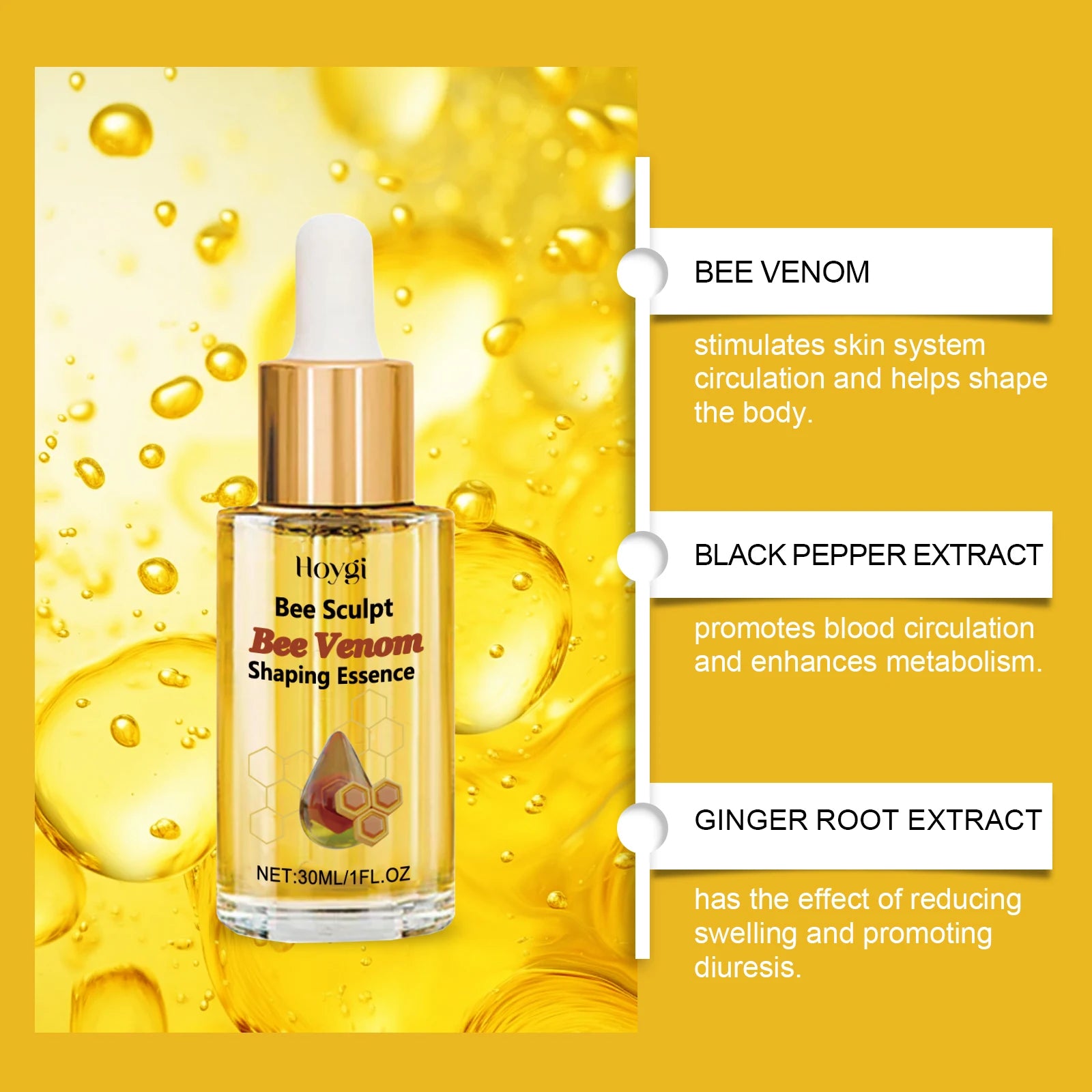 Bee Venom Shaping Oil Firming Lifting Body Skin Anti Cellulite Fat Burning Weight Loss Improve Sagging Thin Leg Massage Oil