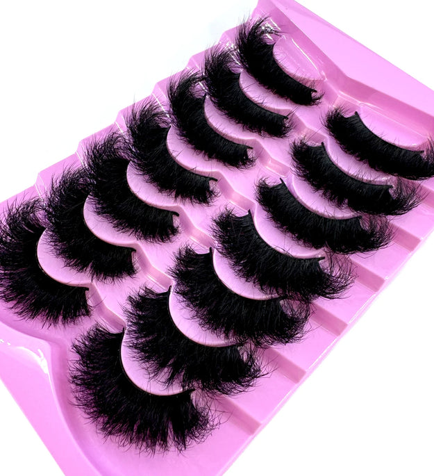 7 Pairs 15-25mm 3D Mink Lashes Bulk Faux with Custom Box Wispy Natural Mink Lashes Pack Short Wholesales Natural False Eyelashes