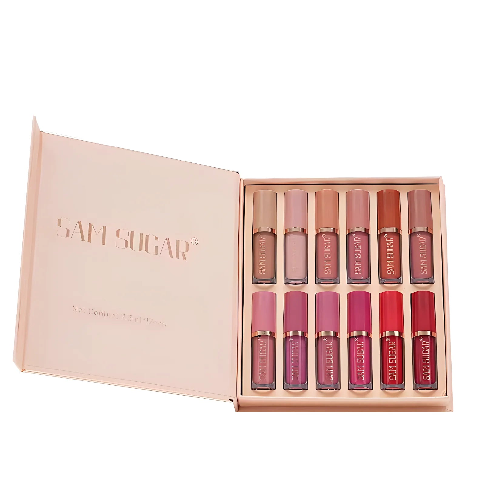SAM SUGAR 12-Color Lip Gloss Lipstick Set Liquid Matte Velvet Women's Makeup Long-Lasting Waterproof Christmas gift