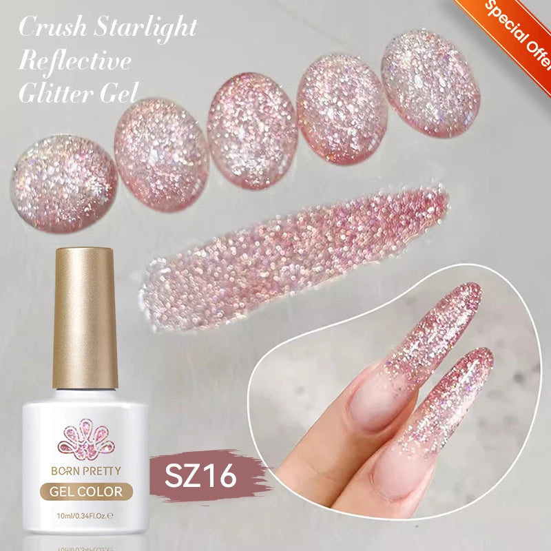 BORN PRETTY 10ml Cat Magnetic Gel Sparkling Ultra Gold Glitter Soak Off UV LED Gel Nail Art Varnish Manicure Valentine's Day