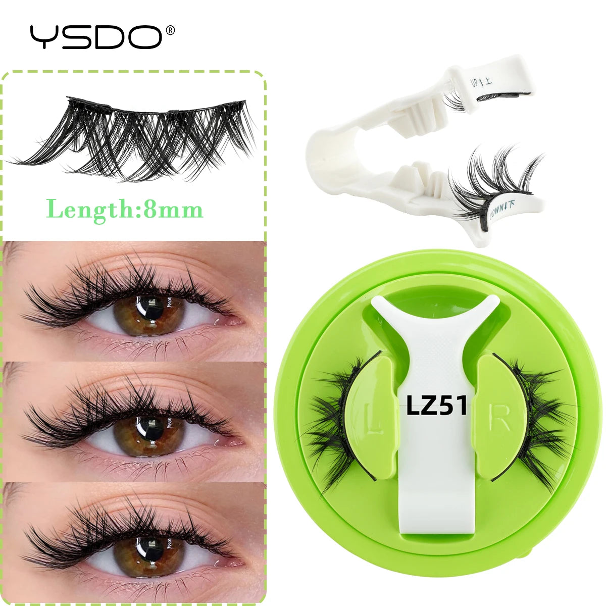 YSDO Soft Magnetic Eyelashes No Glue Needed 1 Pair Natural Short 3D False Lashes Reusable Easy Apply Magnetic Lashes Kit Makeup