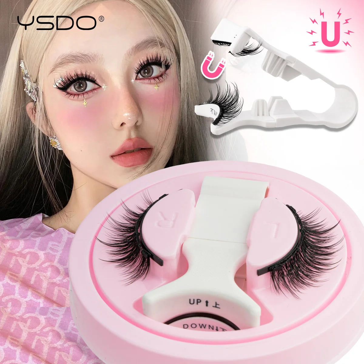 YSDO 1Pair Glue-free Magnetic Eyelashes Natural 3D Mink Eyelashes 2025 New Reusable Sensitive Eye Friendly Magnet Eyelash Kit
