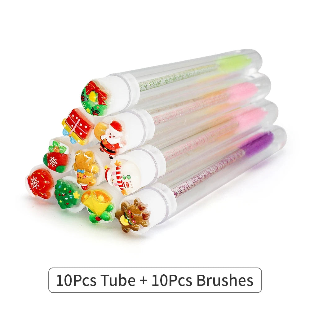 Christmas Eyelash Brush Tubes With Lash Reusable Mascara Wands Replaceable Makeup Applicators Dust-proof Lash Extension Supplies