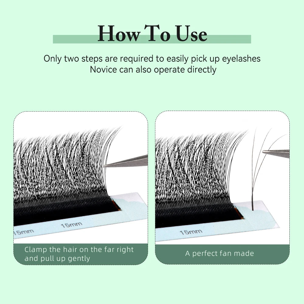 Yelix Smaller Opening 3D Lashes Narrow 3D W Shape Eyelash Extension Premade Volume Fan Lashes Natural Soft Eyelash