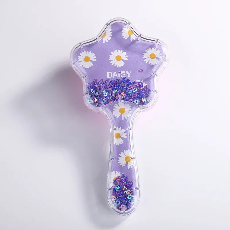 New Cartoon Air Cushion Massage Comb Star Shape Sequins Quicksand Anti-knot Combs for Baby Kids Comb for Curly Hair