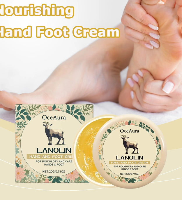 Lanolin Hand Foot Cream Deep Moisturizing Exfoliates Removes Dead Skin Softens Hands Anti-Crack Non-Greasy Hydration Cream