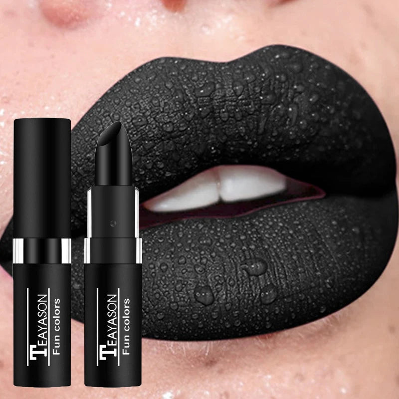 Punk Dark Wine Red Lipsticks Waterproof Easy To Color Makeup Sexy Red Lipstick Matte White Black Lip Gloss Facial Body Painting