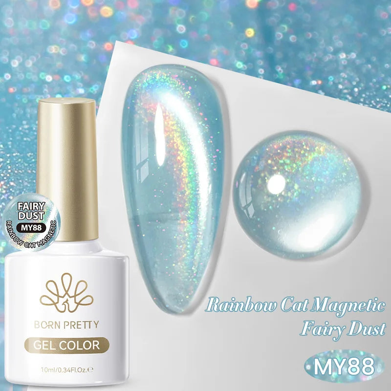 BORN PRETTY 10ml Cat Magnetic Gel Sparkling Ultra Gold Glitter Soak Off UV LED Gel Nail Art Varnish Manicure Valentine's Day