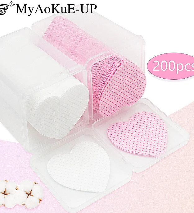 200pcs Lint Free Paper Cotton Pad Eyelash Extension Glue Remover Napkins Lash Grafting Cleaning Glue Mouth Wipe Makeup Tools