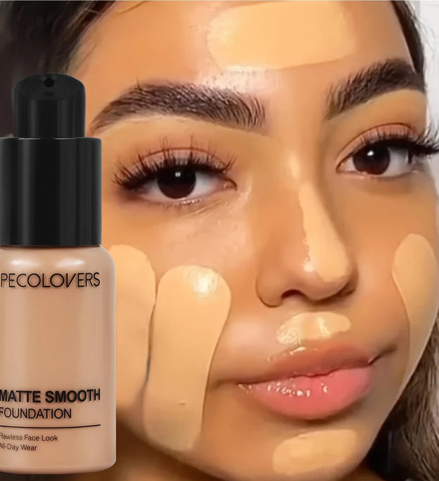 PECOLOVERS Matte Finish Liquid Foundation - Oil-Control, Waterproof, Full Coverage Concealer for All Skin Tones