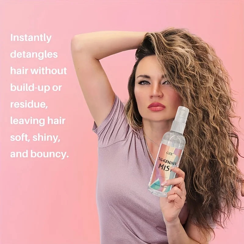 GZE HAIR SILKENING SPRAY Silk Therapy Thermal Shield,tThermal-Pressing Product that Polishes, Silkens, and Smooths Curly Texture - BlissFully
