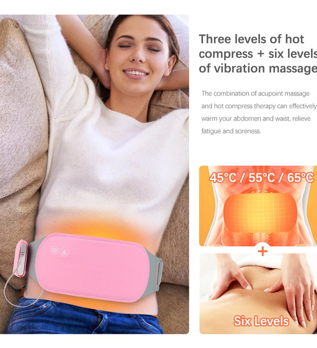 Heating Pad for Menstrual Cramps USB Powerbank Waist Massage Uterus Warm Belt 6 Vibration 3 Constant Temperature Abdomen Warmer