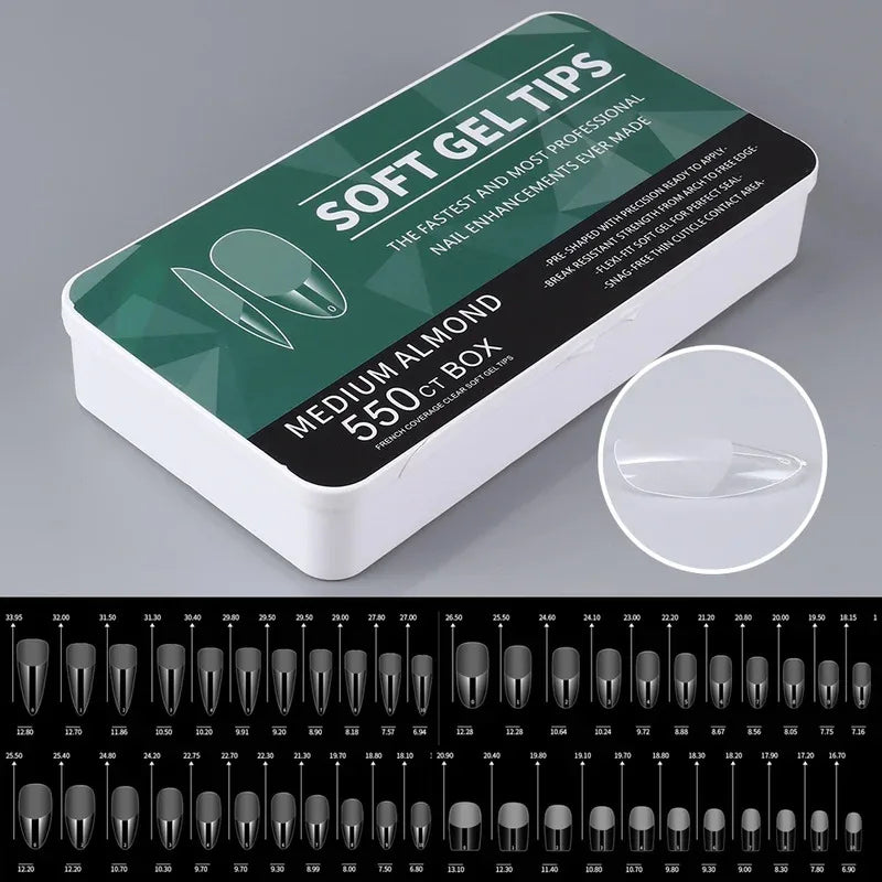 550Piece Medium and short soft gel nail tips Medium Apricot/Coffin Head Full Coverage Matte Extension Tool Acrylic Press-On Nail