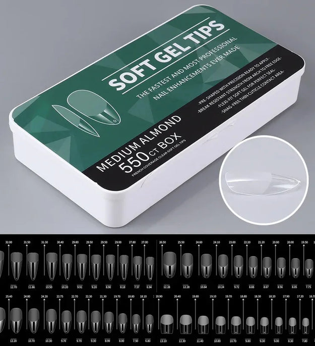 550Piece Medium and short soft gel nail tips Medium Apricot/Coffin Head Full Coverage Matte Extension Tool Acrylic Press-On Nail