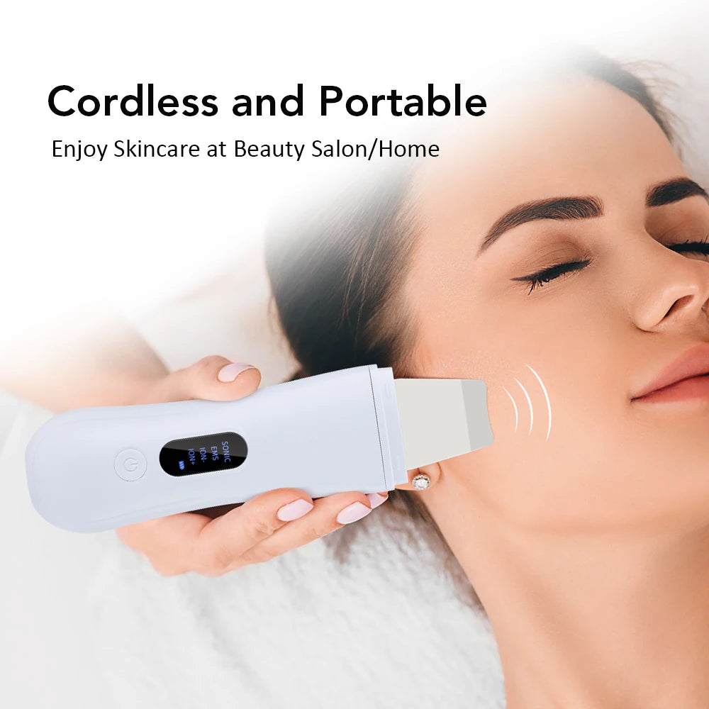 Ultrasonic Skin Scrubber Skin Spatula Ion Deep Face Cleaning 4 Modes Facial Lifting Ultrasonic Cleaner Peeling Skin Care Device - BlissFully