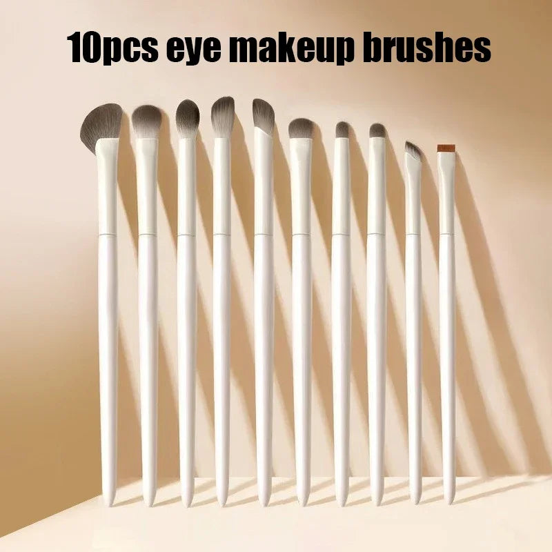 5/6/8/10pcs Natural Eye Makeup Brushes Set Detail Eyeshadow Brush Makeup Brush White Ultra Soft Eyeshadow Eyeliner Makeup Tool