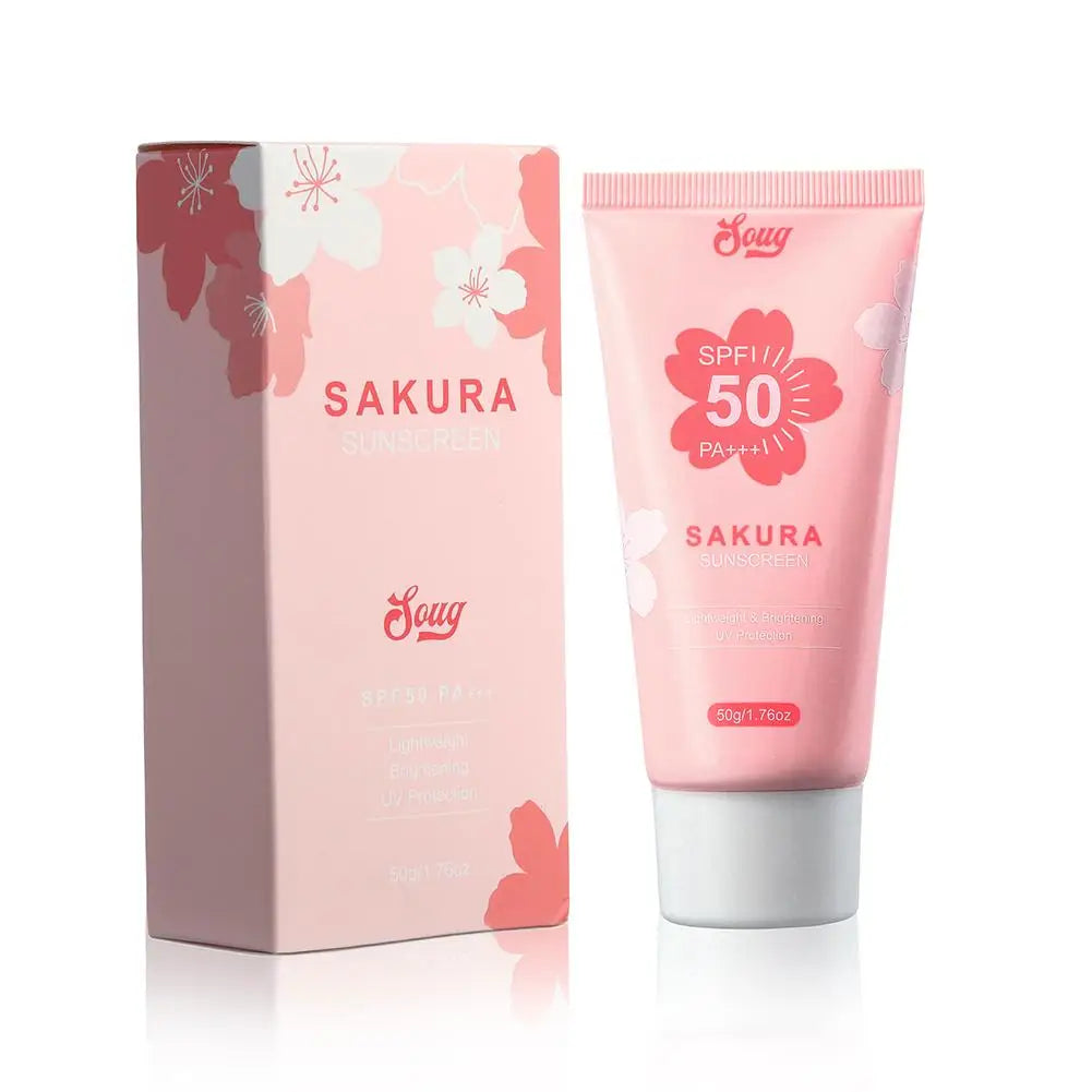 Facial Body Sakura Sunscreen Face Makeup Primer Sunblock Skin Protective Cream Oil-control Moisturizing SPF50 PA+++ Makeup Base