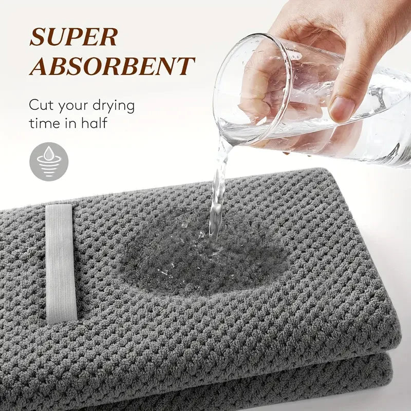 Microfiber Hair Towel Extra Large Wrap Quick Dry Hair Towel Wrap With Elastic Band , Ultra Absorbent Soft Hair Towel Wrap Turban