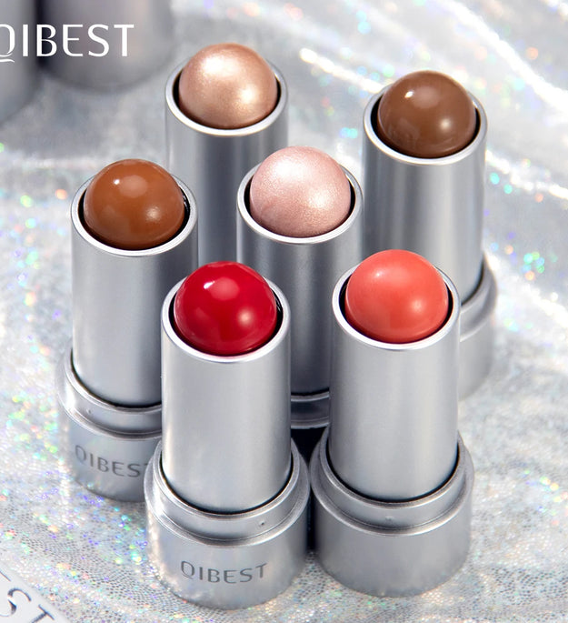 QIBEST Highlighting&Bronzer Stick Face Brightening Blusher Rouge Concealer Pen Long Lasting Highlight Contouring Blush Makeup