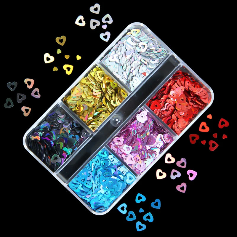 6Grids Holographic Square Nail Art Glitter Sequins Laser Ball Decoration Flakes Manicure Nails Supplies Professional Accessories