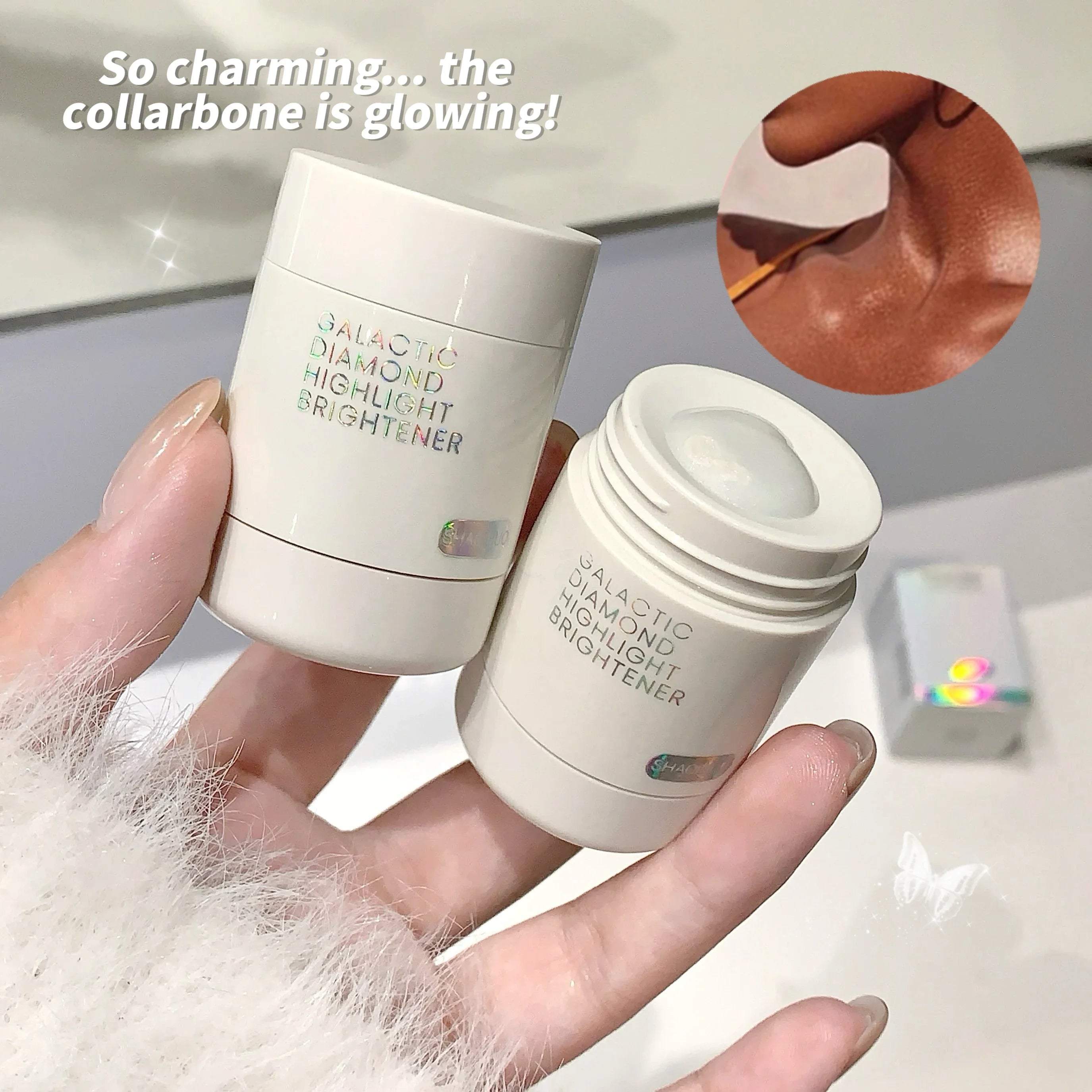 Galaxy Star Diamond Highlighter - Fine Glitter, Moisturizing & Water-Resistant, Perfect for All Skin Tones Creates a Radiant